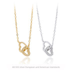 Collier pour femme avec pendentif double cœur et zircons étincelants
