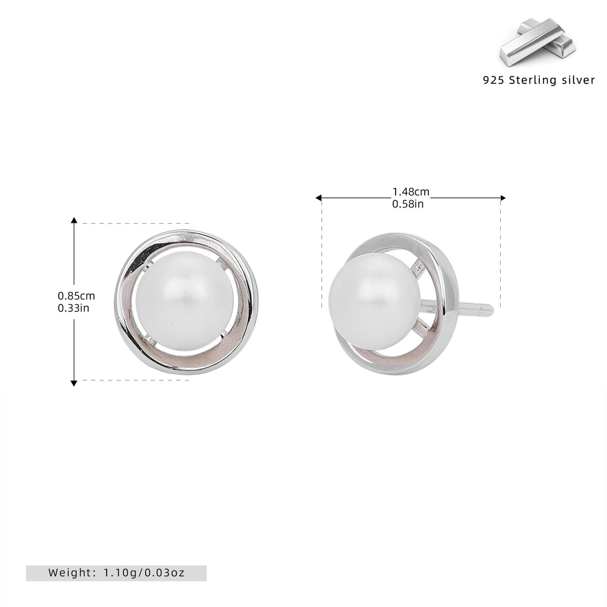 Boucles d'oreilles pour femme en argent sterling 925 avec perles