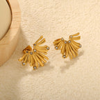 Boucles d'oreilles pendantes œil de tigre et cadre doré