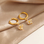 Boucles d'oreilles créoles pendantes fleuries pour femme