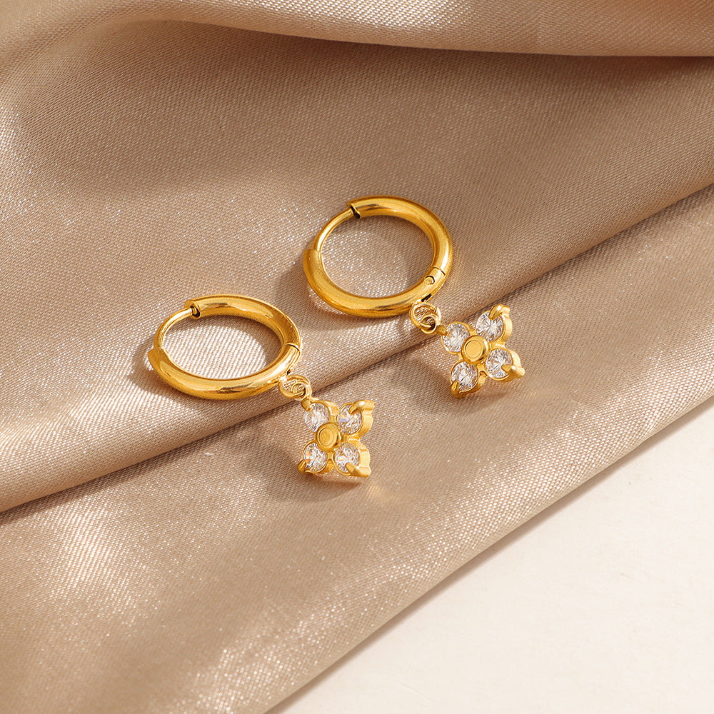 Boucles d'oreilles créoles pendantes fleuries pour femme