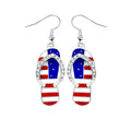 Boucles d'oreilles tongs avec cristaux et motif drapeau