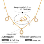 Collier pour femme avec éléments en zircone étincelants et acier inoxydable hypoallergénique