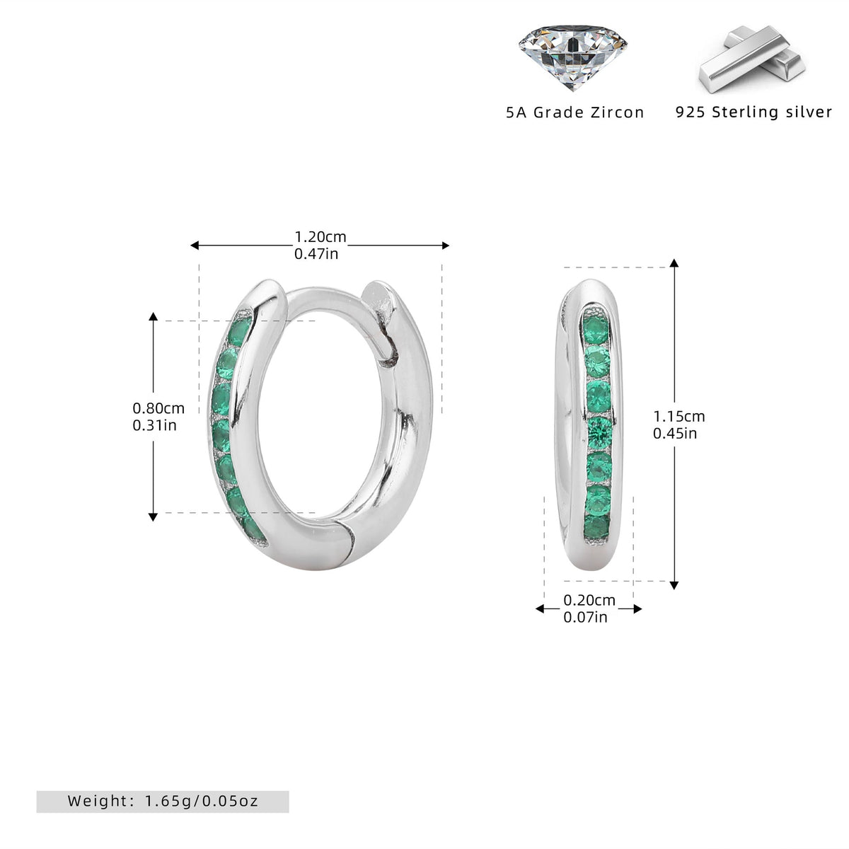 Créoles pour femme avec zircone en argent sterling 925