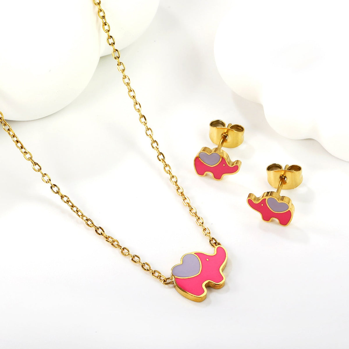 Parure de bijoux pour femme avec pendentif éléphant