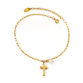 Bracelet pour femme avec pendentif croix et perle