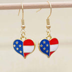 Boucles d'oreilles pendantes patriotiques drapeau en émail pour femme