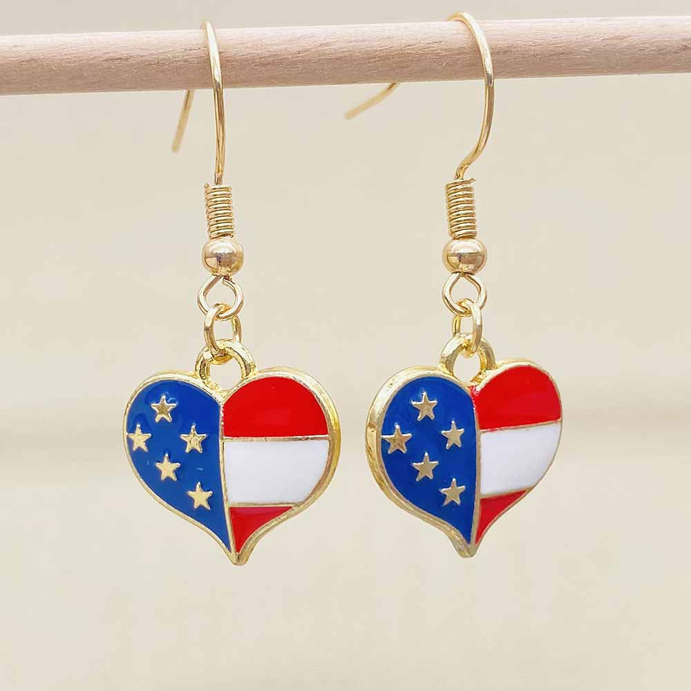 Boucles d'oreilles pendantes patriotiques drapeau en émail pour femme