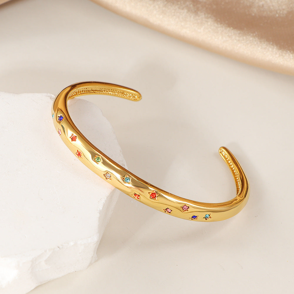 Bracelet jonc pour femme aux pierres précieuses colorées