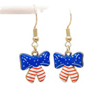 Boucles d'oreilles pendantes patriotiques drapeau en émail pour femme