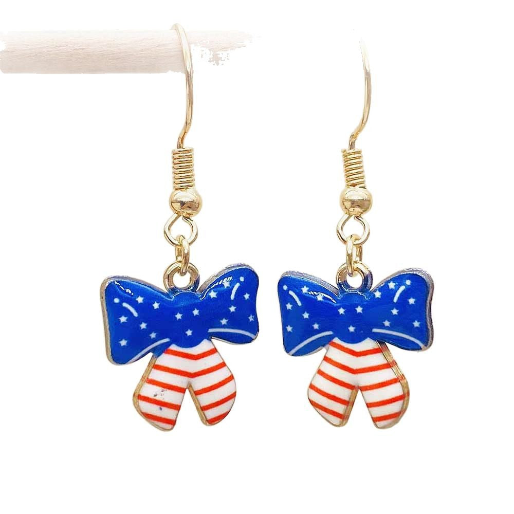 Boucles d'oreilles pendantes patriotiques drapeau en émail pour femme