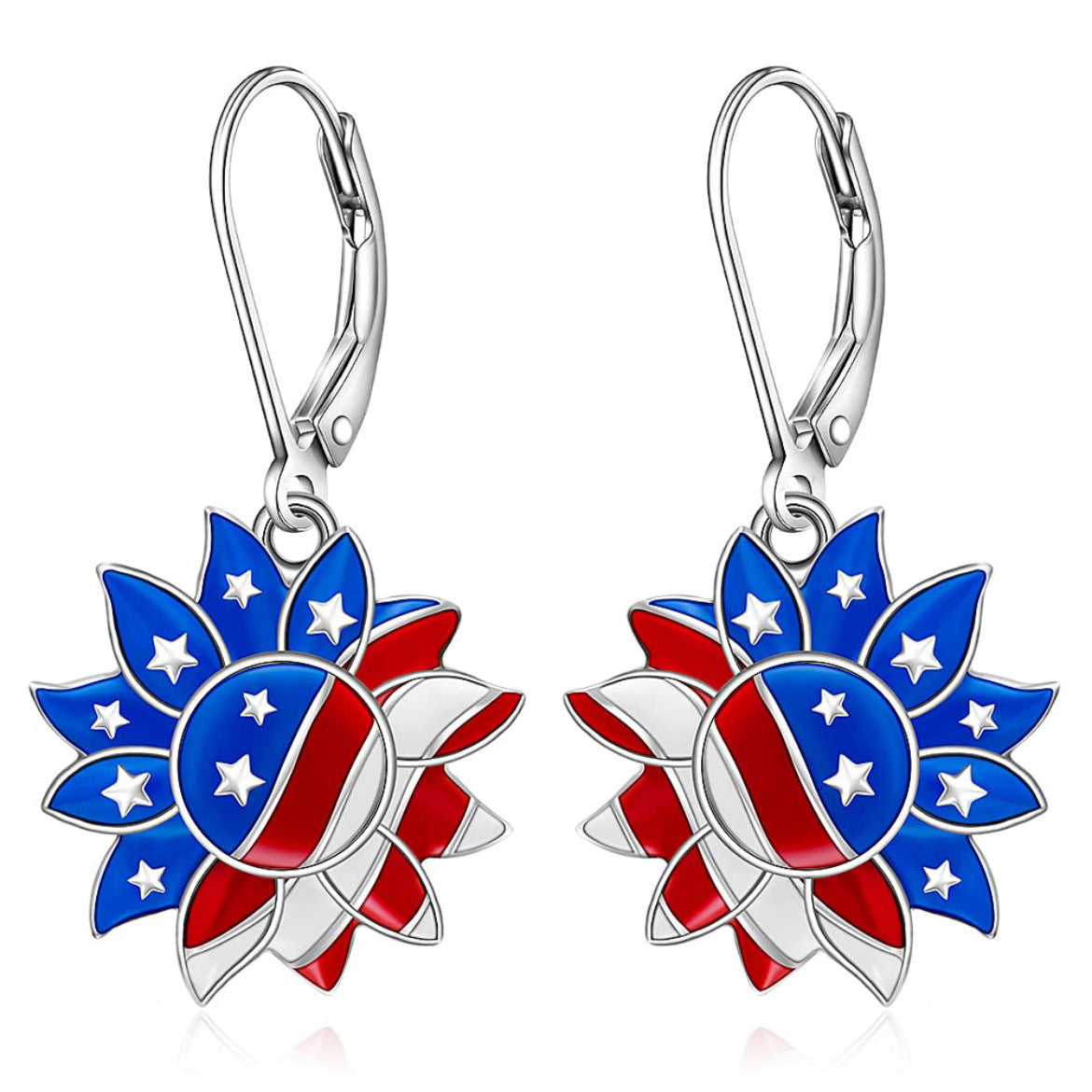 Boucles d'oreilles tournesol émaillées avec motif étoile