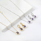 Parure de bijoux pour femme en acier inoxydable avec pendentifs perles