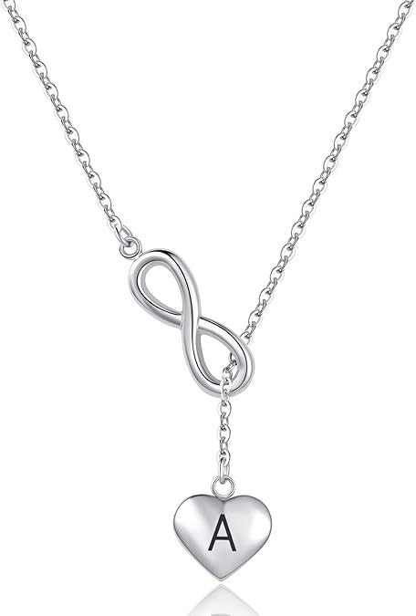 Collier pour femme avec symbole infini et pendentif cœur personnalisable