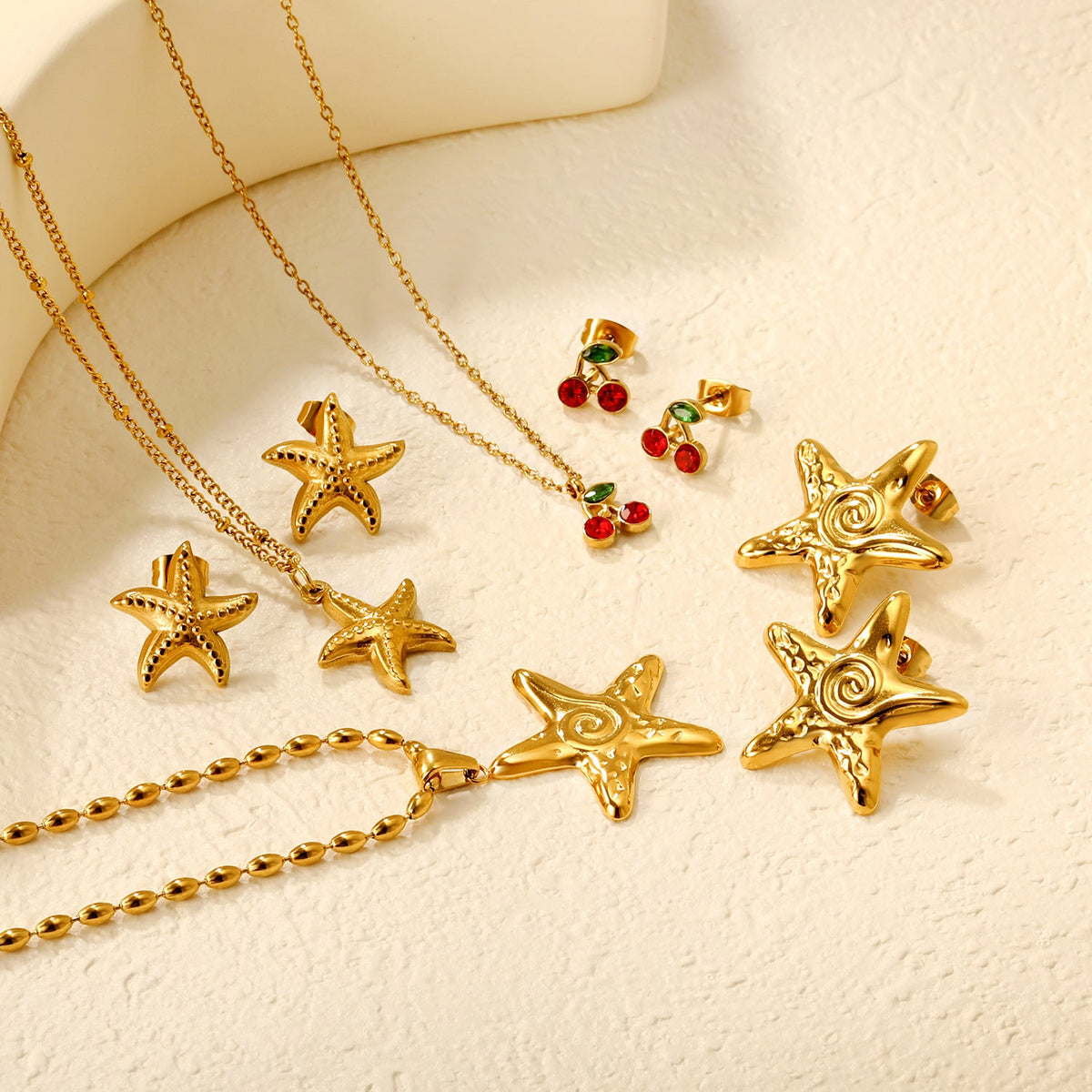 Parure de bijoux pour femme avec pendentif étoile et boucles d'oreilles