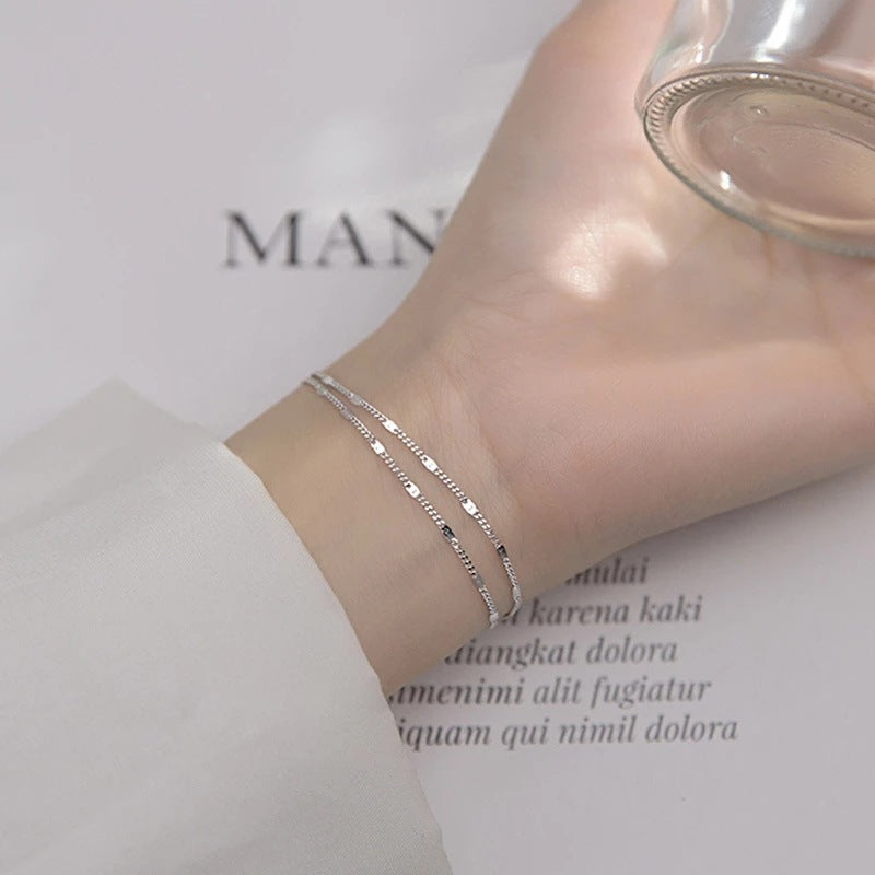 Bracelet fin pour femme à double chaîne