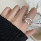 Bague ouverte en argent pour femme avec design créatif