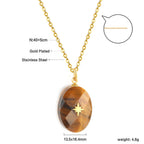 Collier pour femme avec pendentif goutte étincelant et acier inoxydable doré