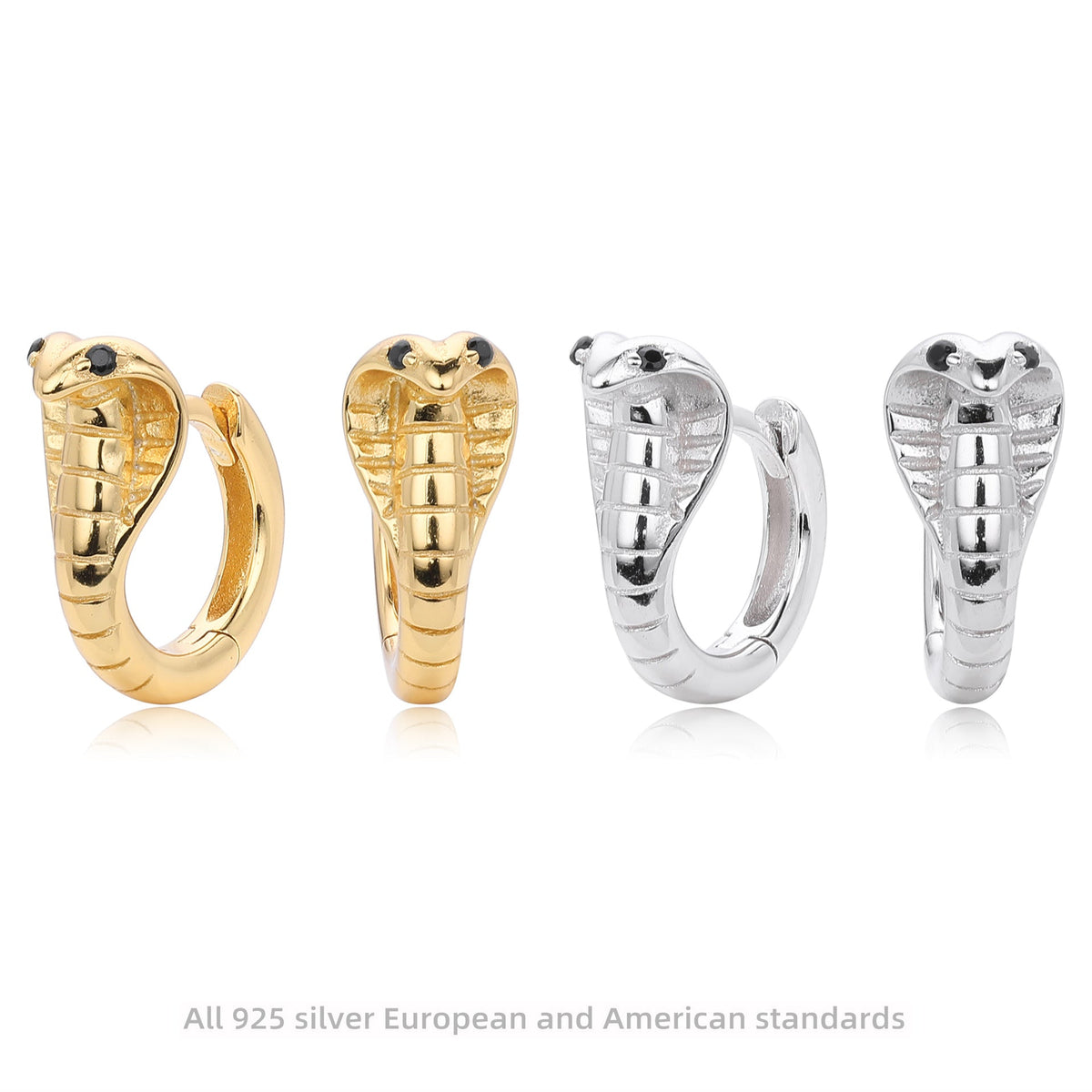 Boucles d'oreilles pendantes pour femme au design serpent élégant en argent sterling 925