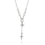 Collier pour femme avec pendentifs étoiles modernes en acier inoxydable réglable