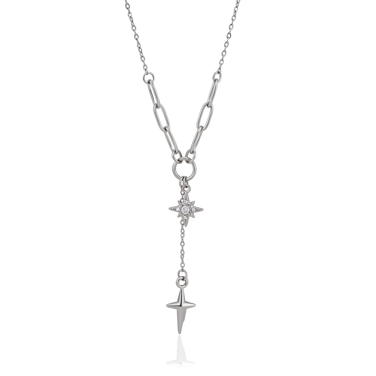 Collier pour femme avec pendentifs étoiles modernes en acier inoxydable réglable