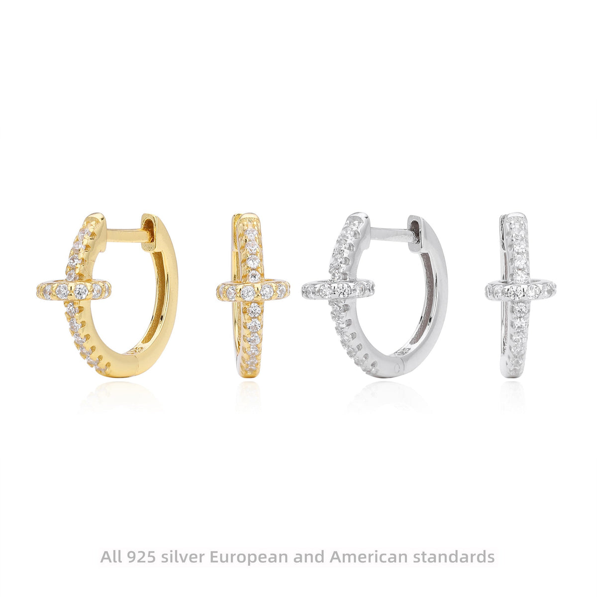 Créoles pour femme en argent sterling 925 avec zircons