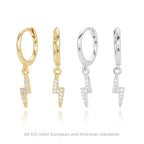 Boucles d'oreilles éclair en argent sterling 925 et zirconiums