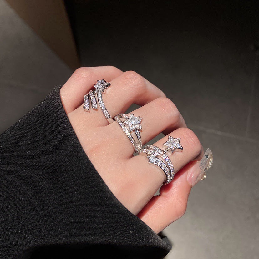 Bague pour femme avec motif étoile et zircons