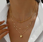Collier triple rang doré