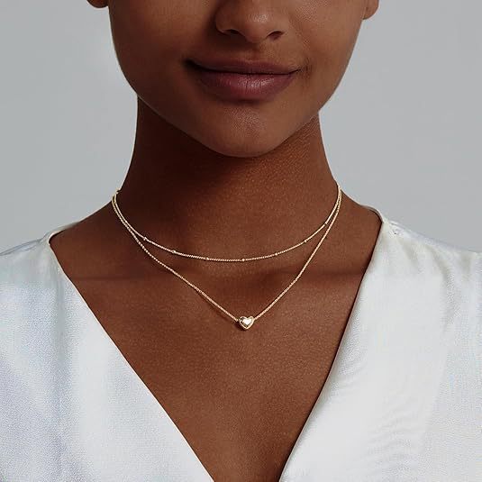 Collier superposé à pendentif cœur