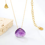 Collier pour femme avec pendentif goutte étincelant et acier inoxydable doré