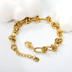 Bracelet pour femme en acier inoxydable plaqué or avec fermoir réglable