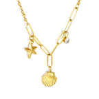 Collier pour femme avec pendentifs coquillage et étoile