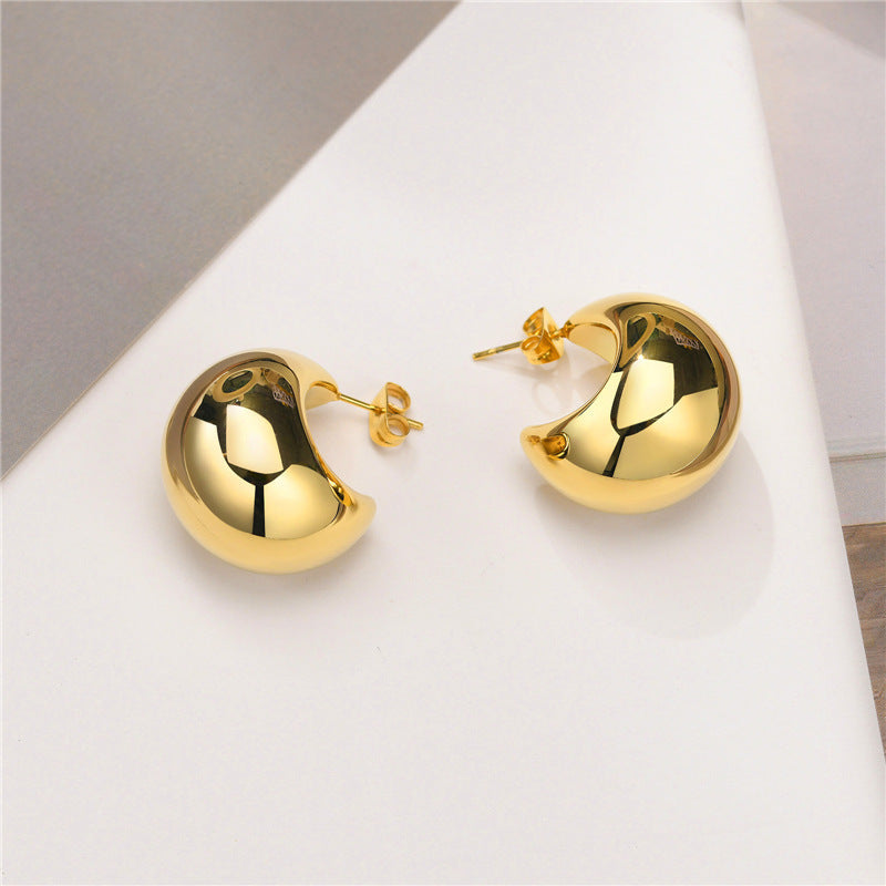 Boucles d'oreilles puces en acier inoxydable brillant