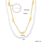 Collier multicouche pour femme avec perles délicates et pendentifs nœuds