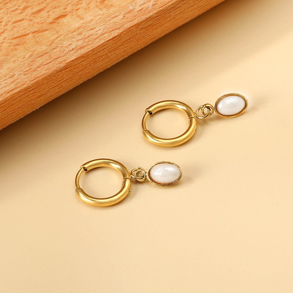 Boucles d'oreilles pendantes pour femme avec pendentif perle élégant