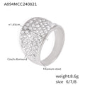 Bague pour femme en acier titane avec diamants tchèques