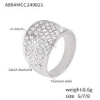 Bague pour femme en acier titane avec diamants tchèques