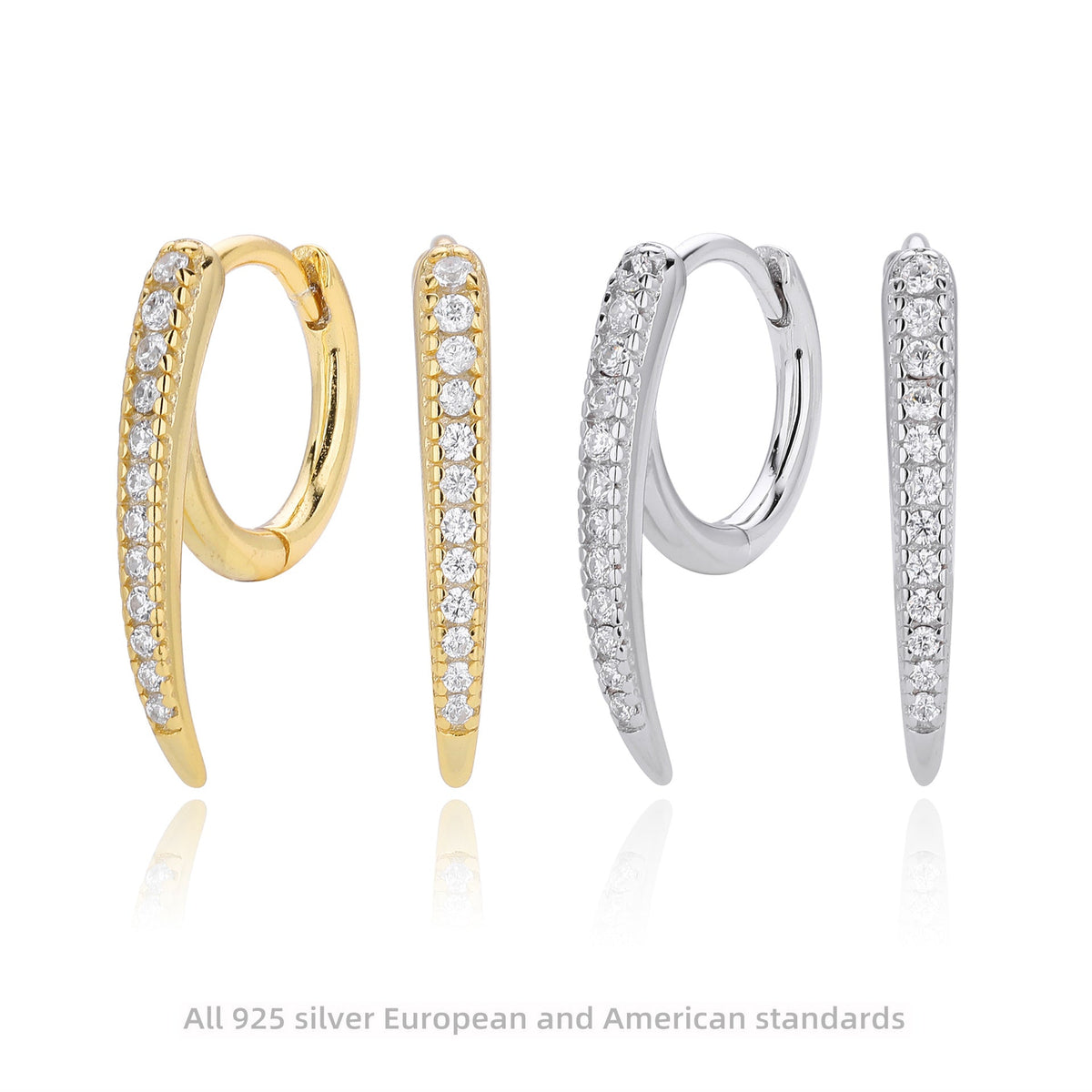 Boucles d'oreilles pendantes spirales avec zirconiums