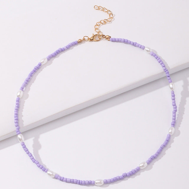 Collier ras-de-cou perles et perles fantaisie