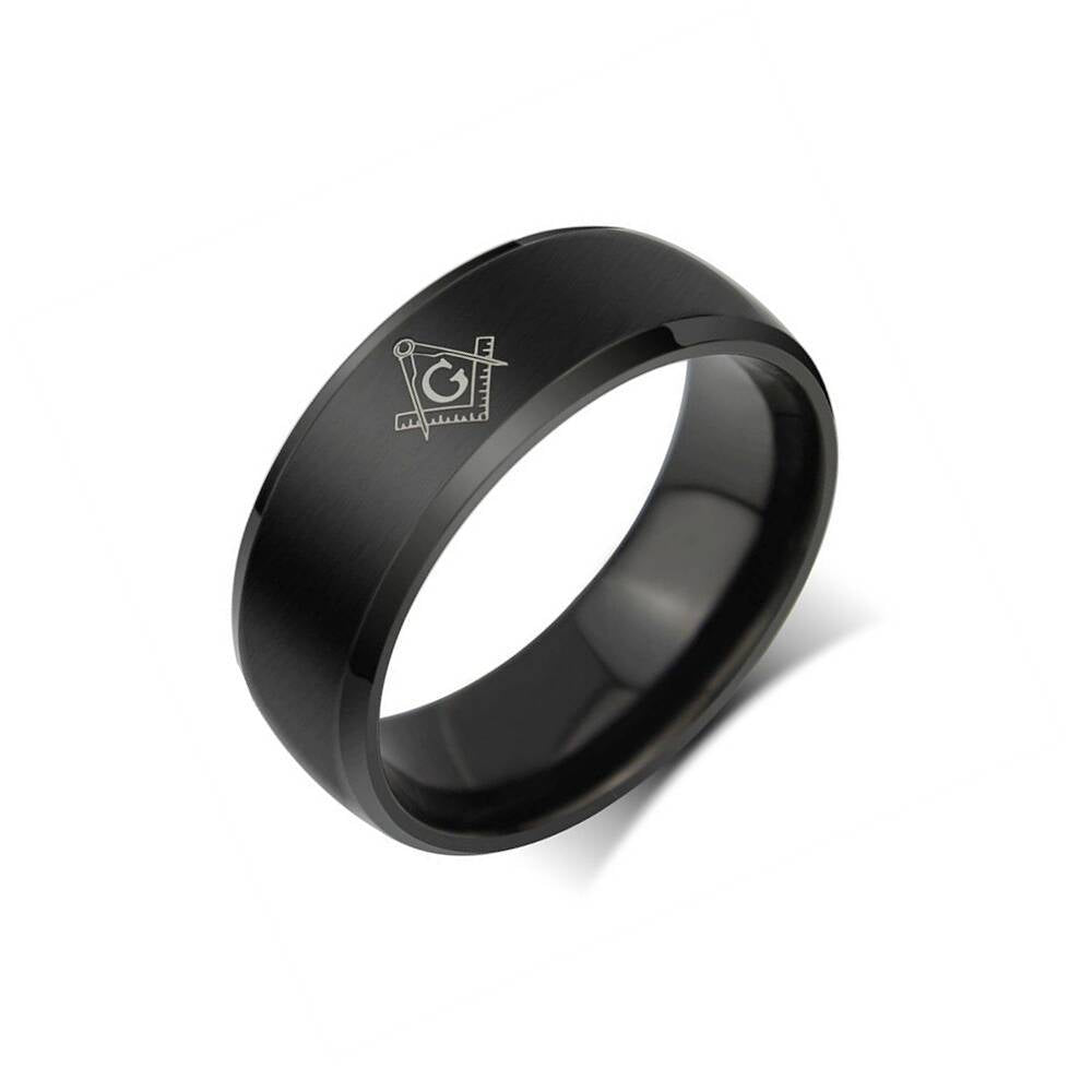 Bague pour homme avec surface polie et symbole