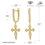 Boucles d'oreilles pendantes pour femme motif croix