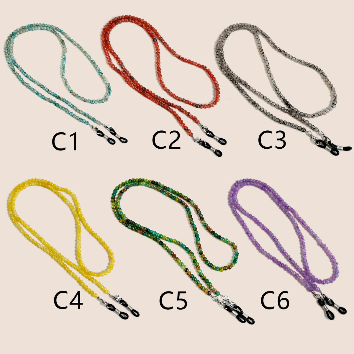 Chaîne de lunettes en perles d'améthyste naturelle