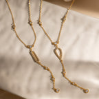Collier pour femme avec pendentifs en zircone et acier inoxydable
