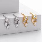 Boucles d'oreilles puces en zircon brillant pour femme