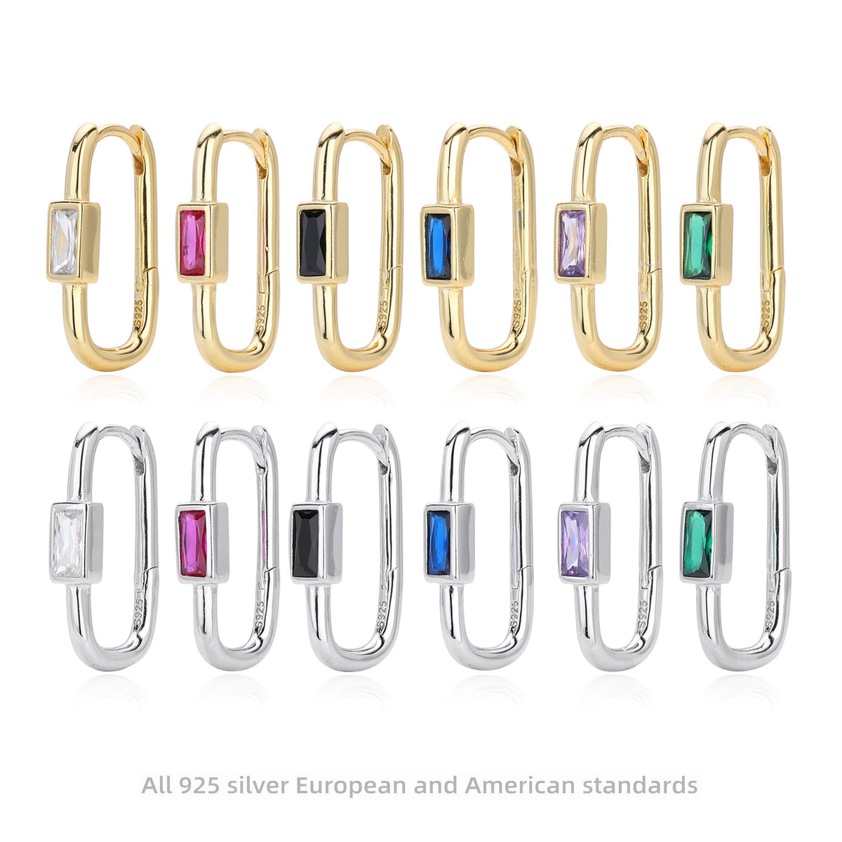 Clous d'oreilles en argent sterling 925 et zircon 5A