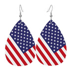 Boucles d'oreilles pendantes en forme de cœur avec imprimé drapeau