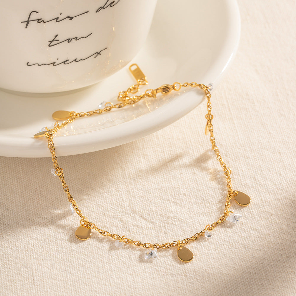 Bracelet pour femme avec cristaux étincelants et pendentifs gouttes