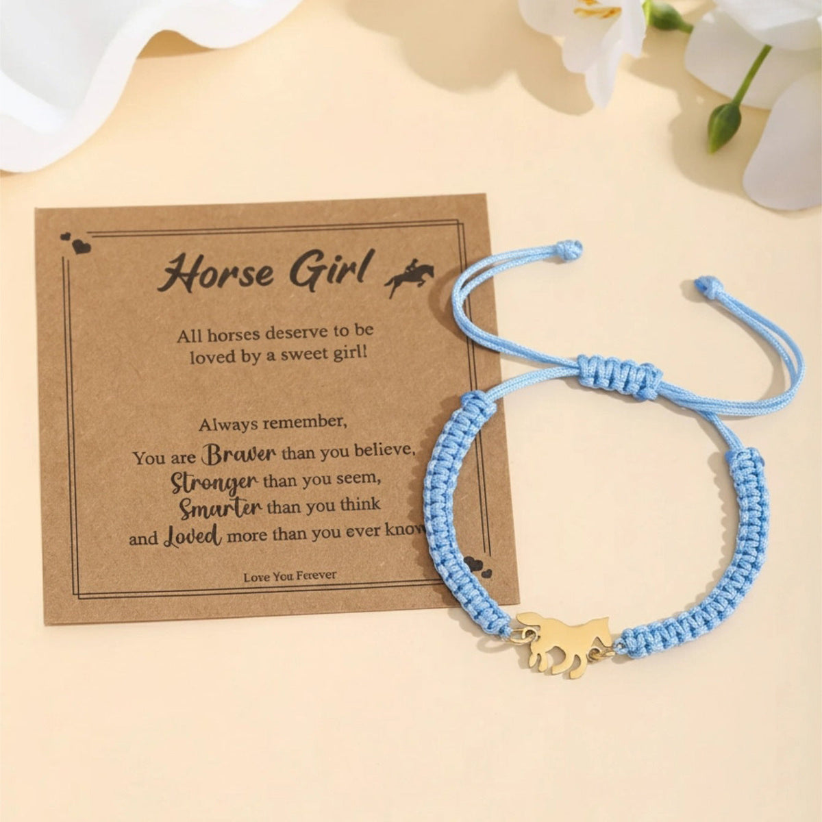 Bracelet d'amitié pour femme avec pendentif cheval