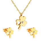 Parure de bijoux en acier inoxydable doré avec pendentifs cœur
